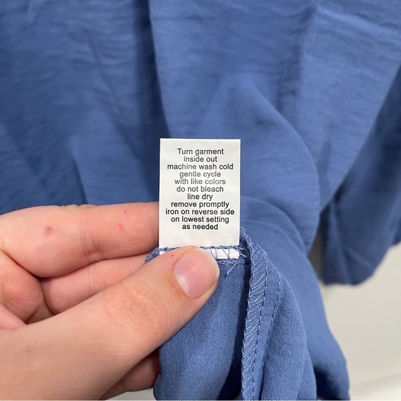 NY Collection Blue Balloon Sleeve Blouse Button Front Size 2X - Picture 12 of 12